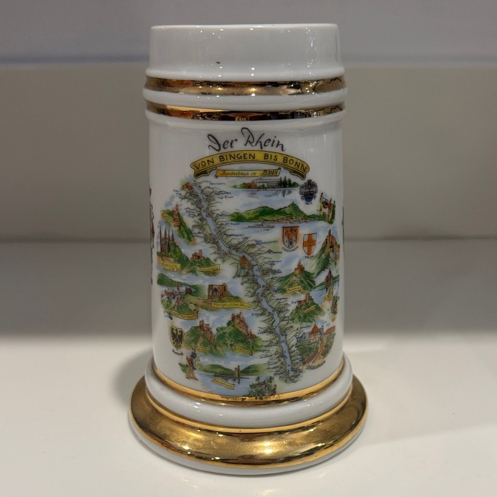 Decorative Ceramic Beer Stein with Gold Accents, Schmidt Koblenz Bogenstr. 103